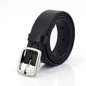 Ceinture fine en cuir noir "Marc"