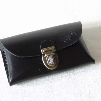 Pochette en cuir noir pour téléphone