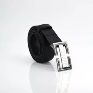 Ceinture noire en cuir avec boucle habillée "Maurice"