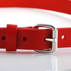 Ceinture rouge en cuir "Cécile" - larg. 2,5 cm