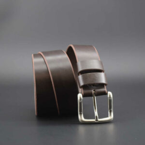 Ceinture large en cuir marron foncé "Nicolas"