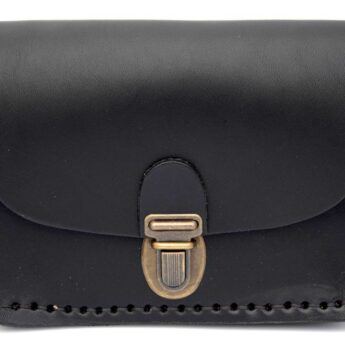 Pochette en cuir noir pour ceinture "Bouley"