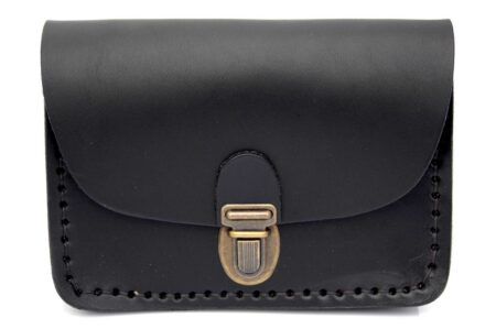 Pochette en cuir noir pour ceinture "Bouley"