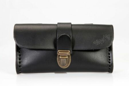 Pochette horizontale en cuir noir pour smartphone