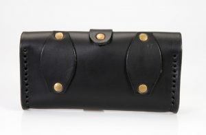 Pochette horizontale en cuir noir pour smartphone