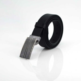 Ceinture noire en cuir boucle habillée "François"