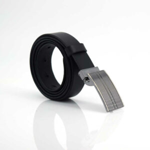Ceinture noire en cuir boucle habillée "François"
