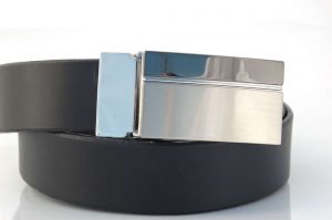 Ceinture noire en cuir boucle habillée "Jérôme"