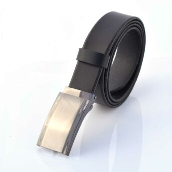 Ceinture noire habillée en cuir "Jef"