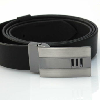 Ceinture noire en cuir boucle habillée "Fred"