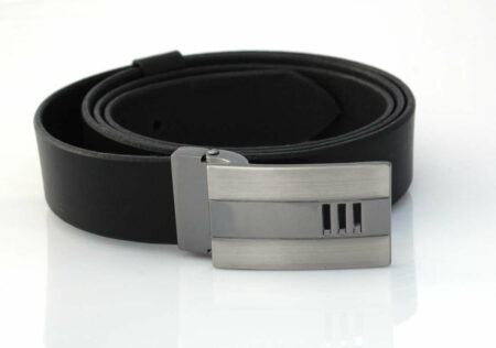 Ceinture noire en cuir boucle habillée "Fred"