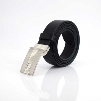 Ceinture noire en cuir boucle habillée "Fred"