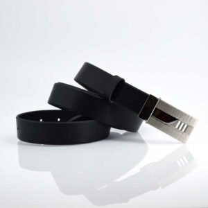 Ceinture noire en cuir boucle habillée "Fred"