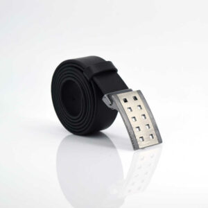 Ceinture noire en cuir habillée "Romain"