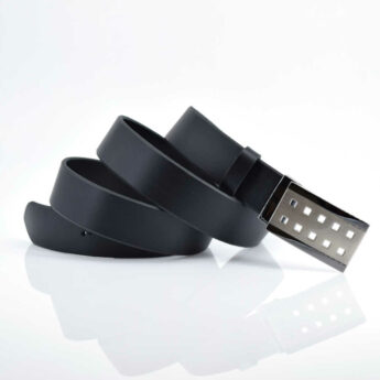 Ceinture noire en cuir habillée "Romain"