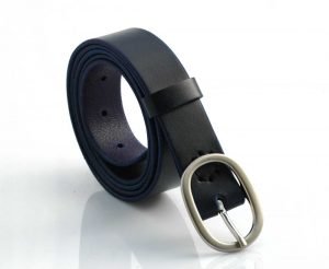 Ceinture en cuir bleu marine "Léonie"