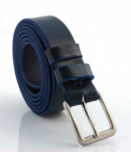 Ceinture en cuir bleu marine "Anaïs"