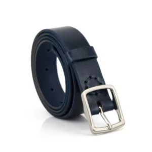 Ceinture fine en cuir bleu marine "Damien" largeur 3 cm
