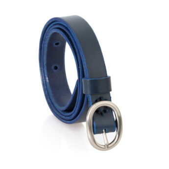 Ceinture en cuir bleu marine "Emma" 2 cm