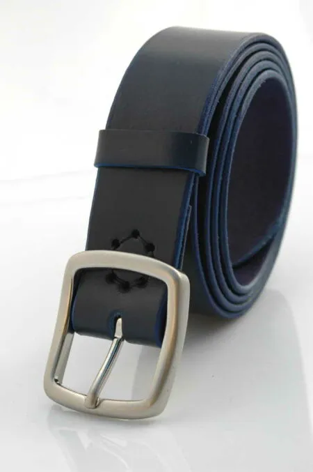 Ceinture en cuir bleu marine "Gabriel" - largeur 3,5 cm