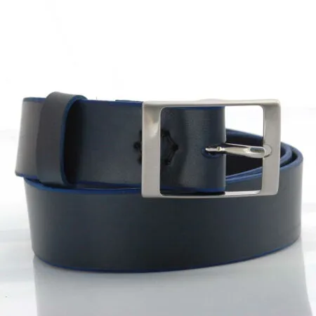 Ceinture ou ceinturon en cuir bleu marine "Valentin"