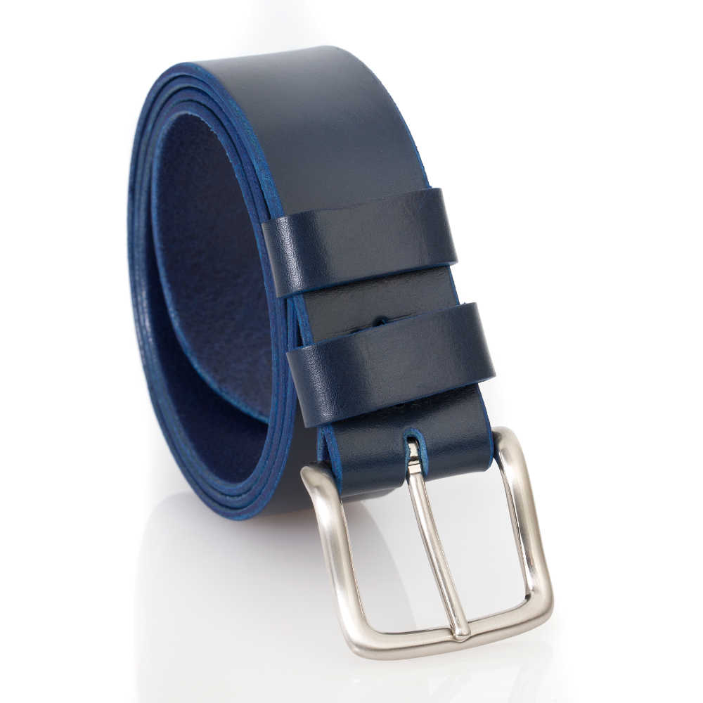 Ceinture – Ceinturon cuir bleu marine « Elisa » – 4 cm