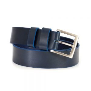 Ceinture ou ceinturon en cuir b leu marine "Anne"