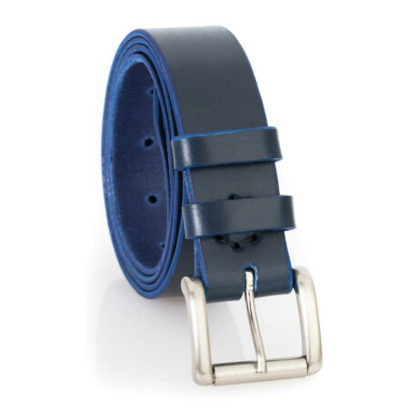 Ceinture en cuir bleu marine à "Rouleau"