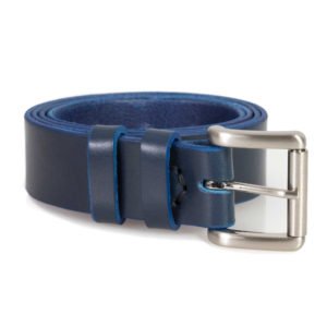 Ceinture en cuir bleu marine à "Rouleau"