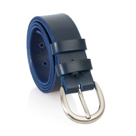 Ceinture en cuir bleu marine "Inès" - 3,5 cm