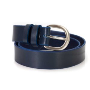Ceinture en cuir bleu marine "Inès" - 3,5 cm