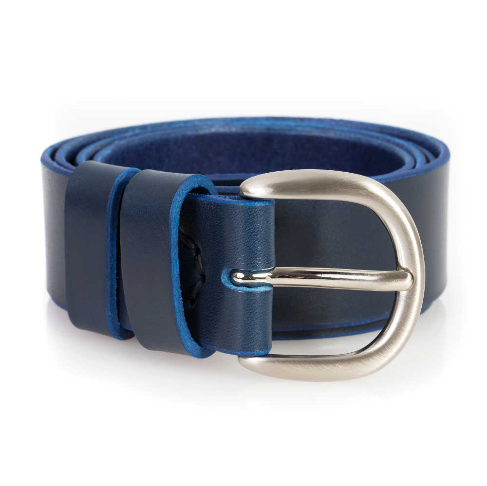 Ceinture - Ceinturon en cuir bleu marine "Adèle" 4 cm