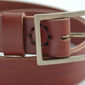 Ceinture en cuir Marron fauve 3,5 cm "Vincent"