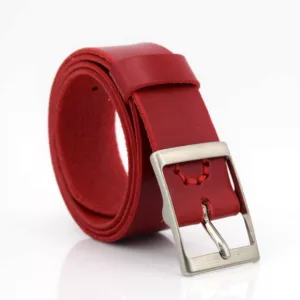 Ceinturon cuir rouge "Claire" - 4 cm