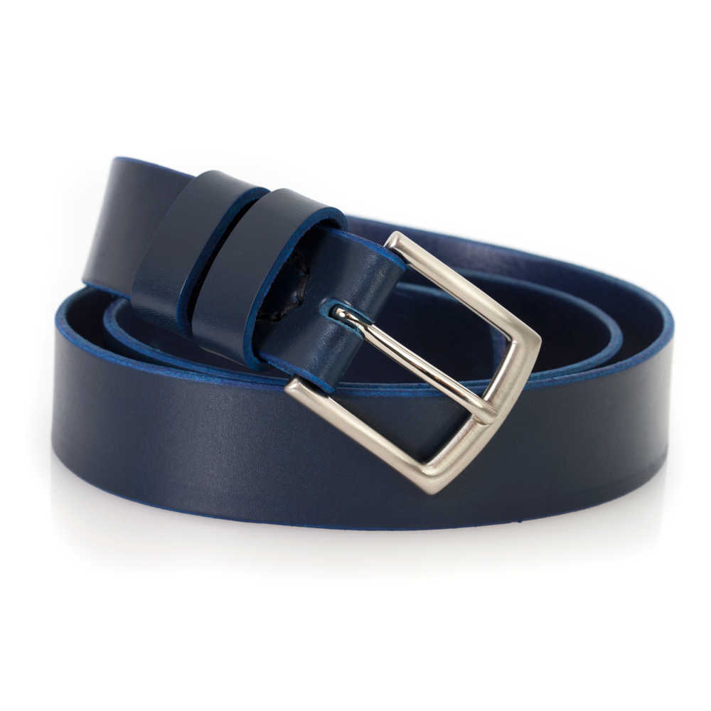 Ceinture en cuir bleu marine "Louis" - 3,5 cm de largeur