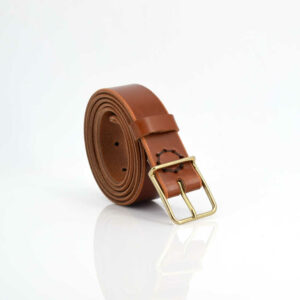 Ceinture fine en cuir marron Camel "Bruno" - larg. 3cm