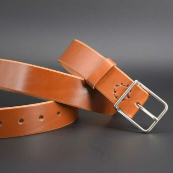 Ceinture fine en cuir marron Camel "Bruno" - larg. 3cm