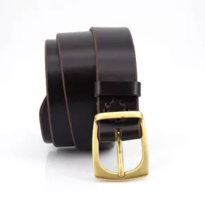 Ceinture en cuir chocolat "Andrew" - larg. 3,5cm