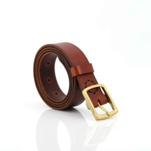 Ceinture en cuir marron fauve "Arsène" largeur 3 cm