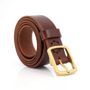 Ceinture en cuir marron fauve "Arsène" largeur 3 cm