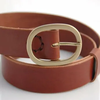 Ceinture en cuir marron fauve "Ivan" - 3,5 cm