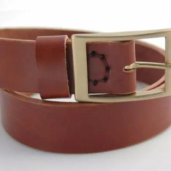 Ceinture en cuir marron fauve "Xavier" - larg. 3,5 cm
