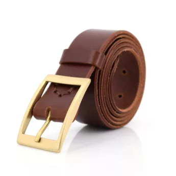 Ceinture en cuir marron fauve "Xavier" - larg. 3,5 cm