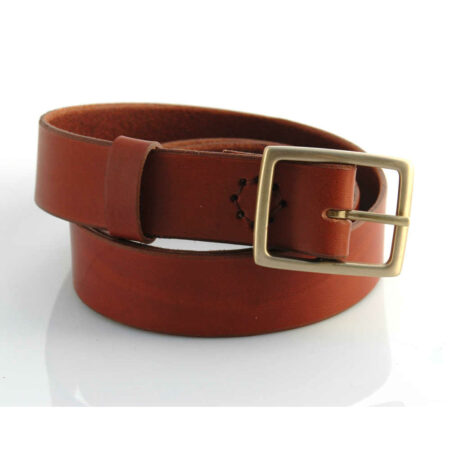 Ceinture en cuir marron fauve 3,5 cm "Albert"