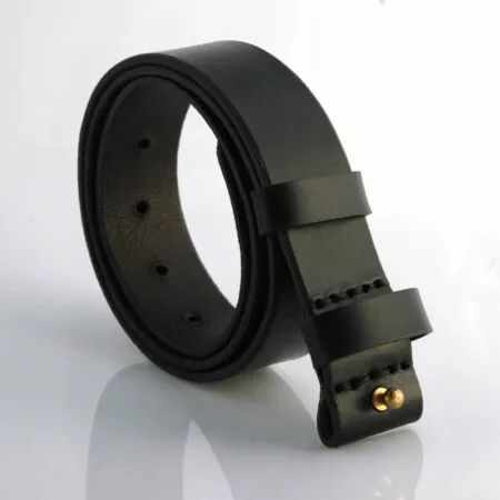 Ceinture en cuir noir sans boucle "anti allergie car tout de cuir"