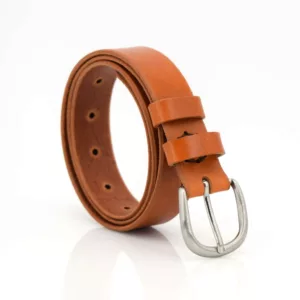 Ceinture en cuir marron cognac "Tatiana" - Larg. 3 cm