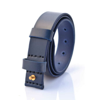 Ceinture en cuir bleu marine sans boucle "anti allergie"