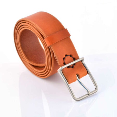 Ceinture en cuir cognac "Arthur" - larg. 3,5 cm