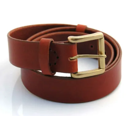 Ceinture en cuir marron fauve à rouleau "Antoine"