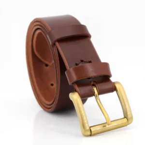 Ceinture en cuir marron fauve à rouleau "Antoine"